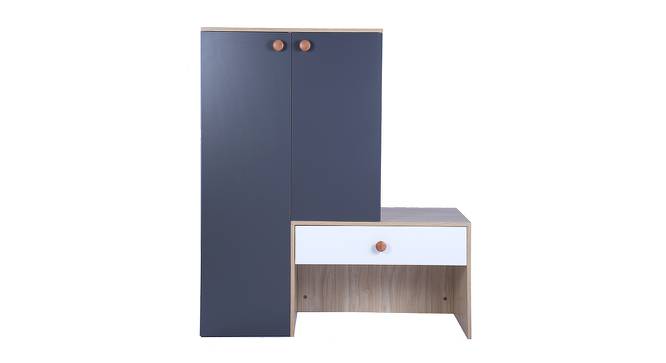 Engineered Wood 9 Pair Shoe Rack With Seating in Graphite Grey Colour (Matte Finish, New Light Walnut & Graphite Grey) by Urban Ladder - Front View Design 1 - 476299
