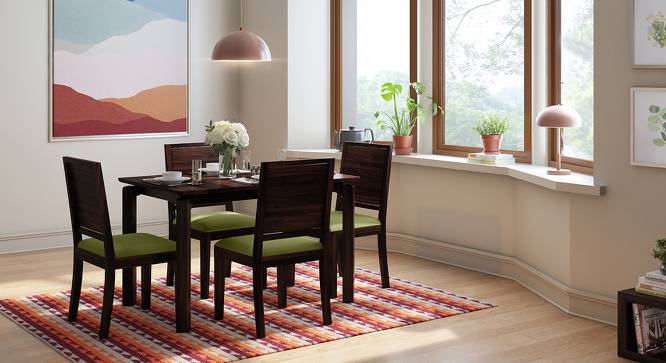Arabia - Oribi 4 Seater Storage Dining Table Set (Mahogany Finish, Avocado Green) by Urban Ladder - Full View Design 1 - 476344