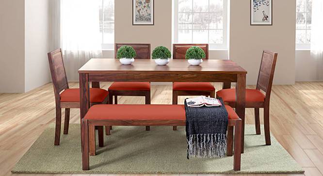 Arabia - Oribi 6 Seater Dining Set (With Bench) (Teak Finish, Burnt Orange) by Urban Ladder - Full View Design 1 - 476413