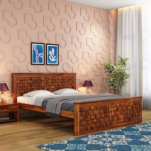 Wood Edge Design Flamingo Bed Without Storage (Teak Finish, Queen Bed Size, Teak)