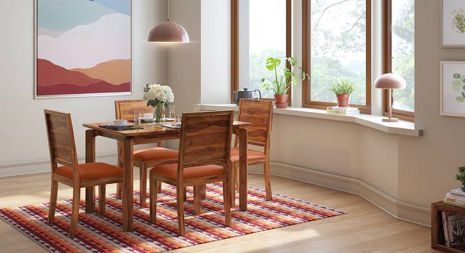 Catria - Oribi 4 Seater Dining Table Set (Teak Finish, Burnt Orange) by Urban Ladder - Full View Design 1 - 476665