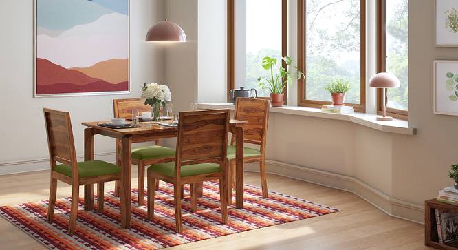 Danton 3-to-6 - Oribi 6 Seater Folding Dining Table Set (Teak Finish, Avocado Green) by Urban Ladder - Full View Design 1 - 476714