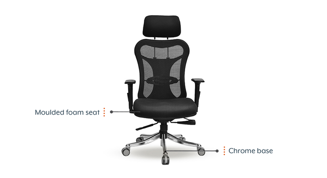 Dewey High Back Study Chair (Black) by Urban Ladder - Front View Design 1 - 
