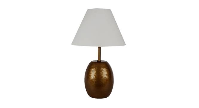 Drachen Table Lamp (Antique Brass Base Finish, White Shade Color, Conical Shade Shape) by Urban Ladder - Front View Design 1 - 
