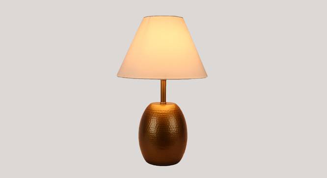 Drachen Table Lamp (Antique Brass Base Finish, White Shade Color, Conical Shade Shape) by Urban Ladder - Front View Design 1 - 