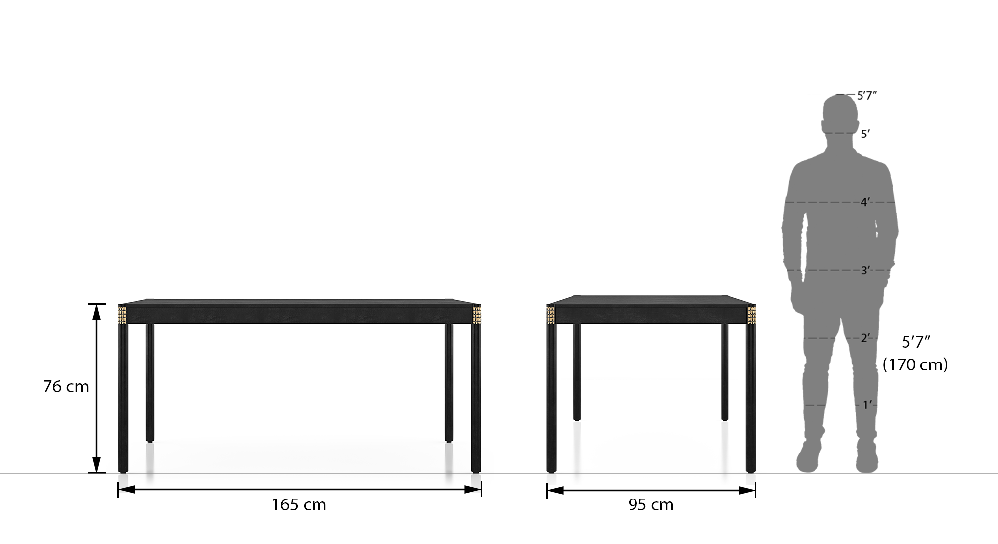 Gaku 6 seater dining table charcoal black 6