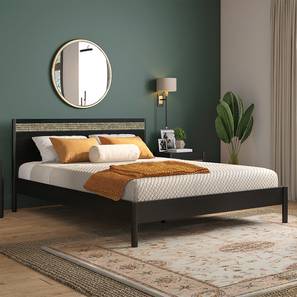 Ul Exclusive Design Gaku Queen Size Non-storage Bed (Charcoal Black, Semi Gloss Finish)