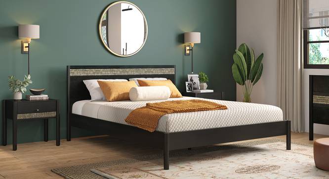 Gaku Queen Size Non-storage Bed (Charcoal Black, Semi Gloss Finish) by Urban Ladder - Design 1 Full View - 476883