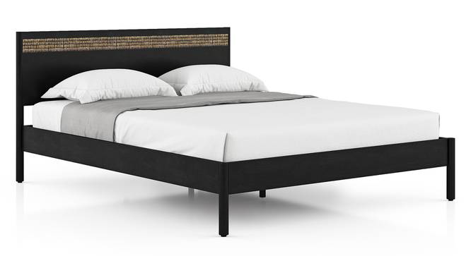 Gaku Queen Size Non-storage Bed (Charcoal Black, Semi Gloss Finish) by Urban Ladder - Cross View Design 1 - 476887