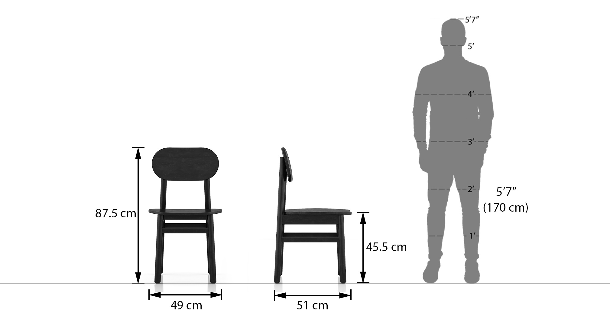 Gaku dining chair set of 2 charcoal black 6