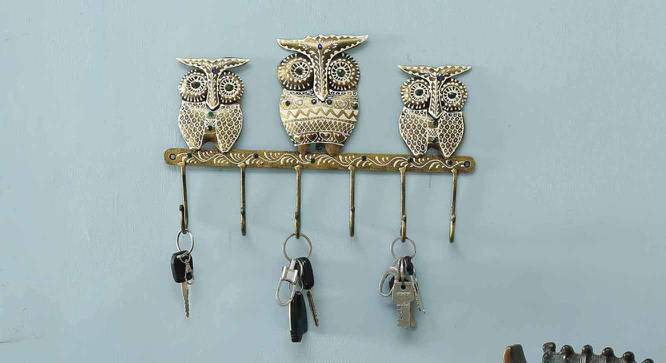 Wall 3 Owl Multicolor Metal 6 Key Holder (Multicolor) by Urban Ladder - Front View Design 1 - 476968
