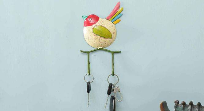 Painted Wall Bird Multicolor Metal 2 Key Holder (Multicolor) by Urban Ladder - Front View Design 1 - 476969
