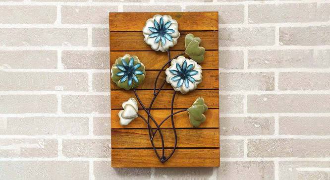 Wooden Flower Multicolor Metal Wall Accent (Multicolor) by Urban Ladder - Front View Design 1 - 477041
