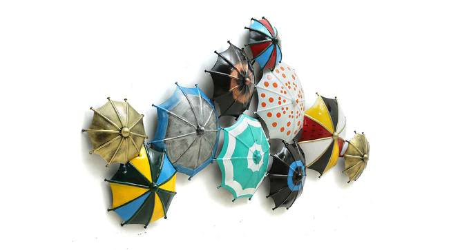 Modern Umbrella Multicolor Metal Wall Accent (Multicolor) by Urban Ladder - Cross View Design 1 - 477154