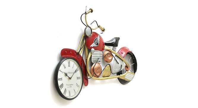Snowy Bike With Watch Multicolor Metal Wall Accent (Multicolor) by Urban Ladder - Cross View Design 1 - 477157