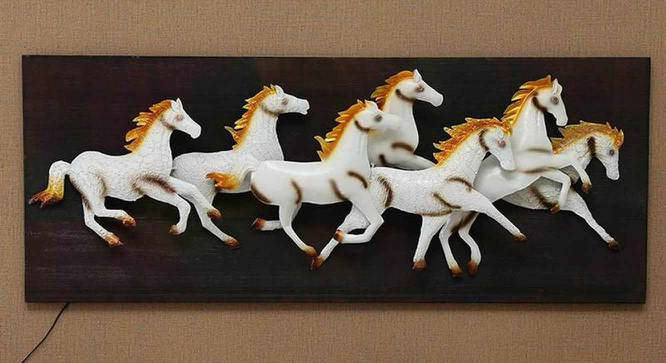 Horse Figurines Multicolor Metal Wall Accent (Multicolor) by Urban Ladder - Front View Design 1 - 477234