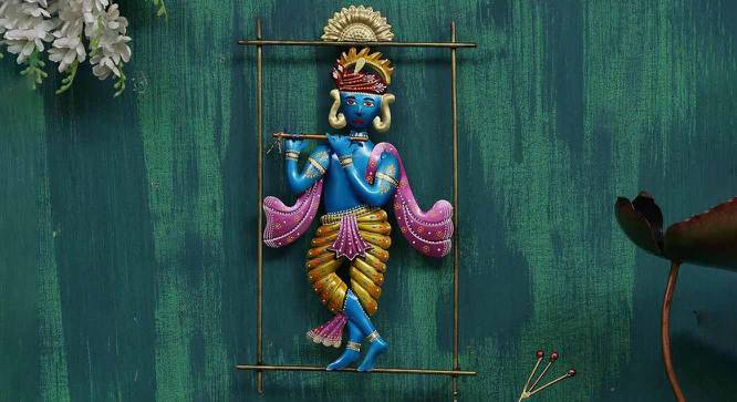 Painted Krishna Multicolor Metal Wall Accent (Multicolor) by Urban Ladder - Front View Design 1 - 477333