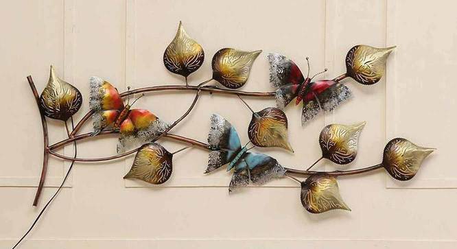 Butterfly On Leaf Multicolor Metal Wall Accent With Led (Multicolor) by Urban Ladder - Front View Design 1 - 477427