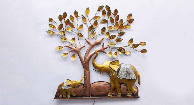Elephant Under Tree Multicolor Metal Wall Accent With Led (Multicolor) by Urban Ladder - Front View Design 1 - 477428