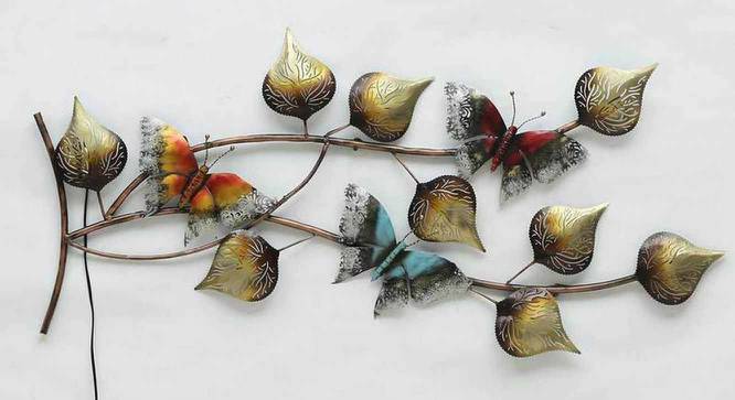 Butterfly On Leaf Multicolor Metal Wall Accent With Led (Multicolor) by Urban Ladder - Cross View Design 1 - 477444