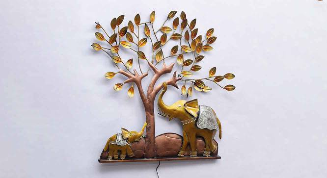 Elephant Under Tree Multicolor Metal Wall Accent With Led (Multicolor) by Urban Ladder - Cross View Design 1 - 477445