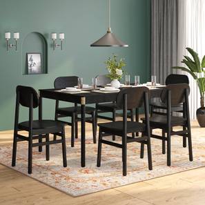 Furniture Design Gaku Solid Wood 6 Seater Dining Table with Set of Chairs in Finish