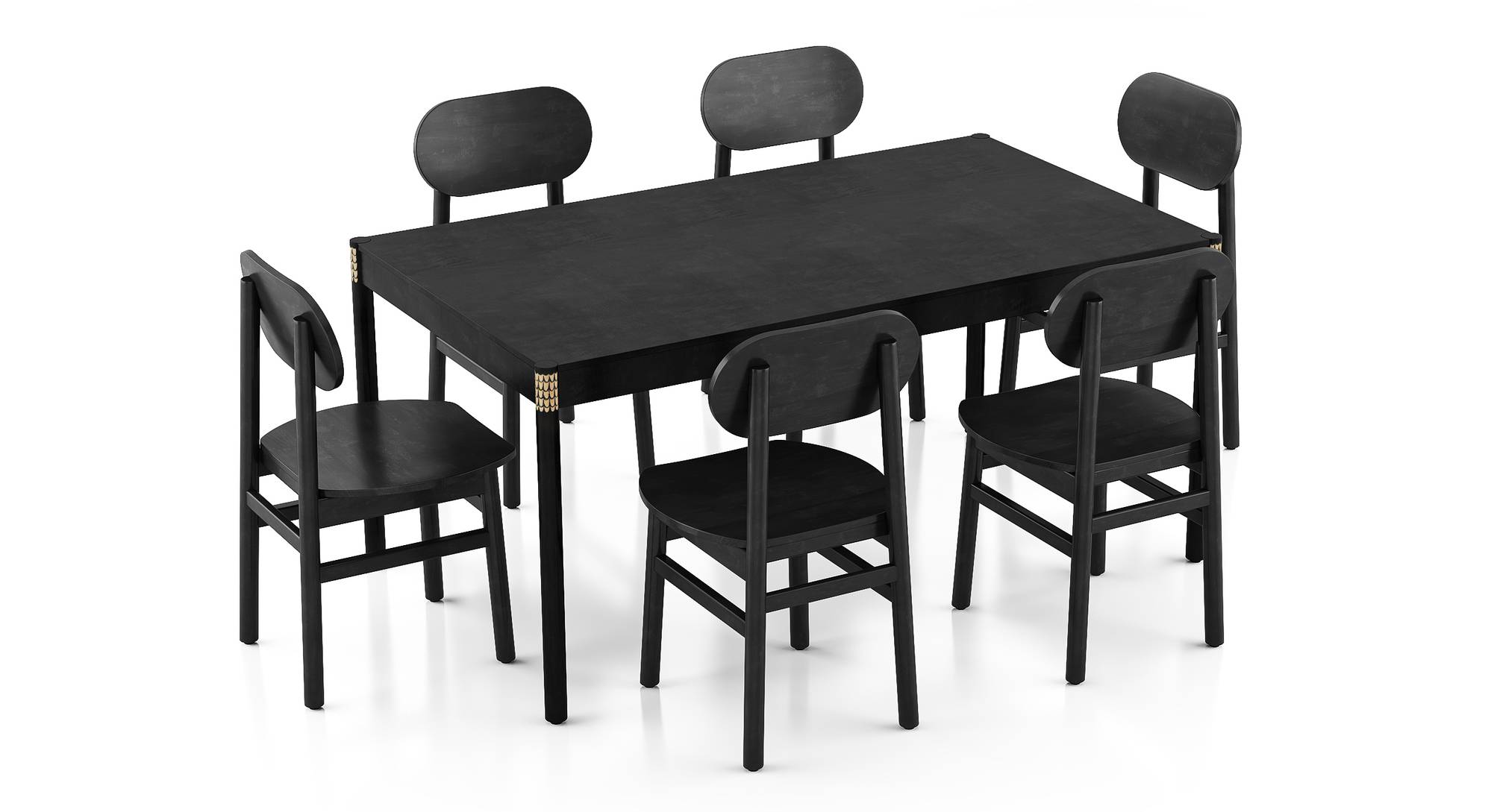 Gaku Solid Wood 6 Seater Dining Table with Set of Chairs in Finish Urban Ladder