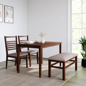 All 4 Seater Dining Table Sets Design Louie Solid Wood 4 Seater Dining Table with Set of 2 Chairs in Matte Finish