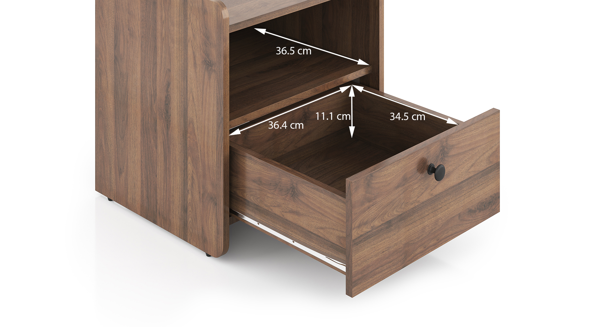 Lavista Engineered Wood Bedside Table in Classic Walnut Finish Urban