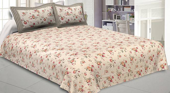 Killian Cream Abstract 150 TC Cotton Double Size Bedsheet with 2 Pillow Covers (Cream, Double Size) by Urban Ladder - Front View Design 1 - 478444