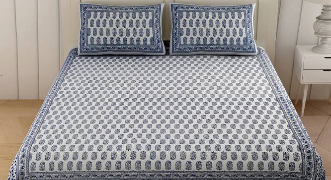 Nael Navy Blue Abstract 150 TC Cotton Double Size Bedsheet with 2 Pillow Covers (Navy Blue, Double Size) by Urban Ladder - Front View Design 1 - 478472