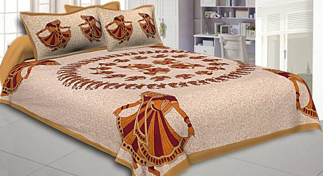 Pablo Brown Abstract 150 TC Cotton Double Size Bedsheet with 2 Pillow Covers (Brown, Double Size) by Urban Ladder - Front View Design 1 - 478475