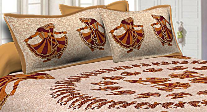 Pablo Brown Abstract 150 TC Cotton Double Size Bedsheet with 2 Pillow Covers (Brown, Double Size) by Urban Ladder - Cross View Design 1 - 478481