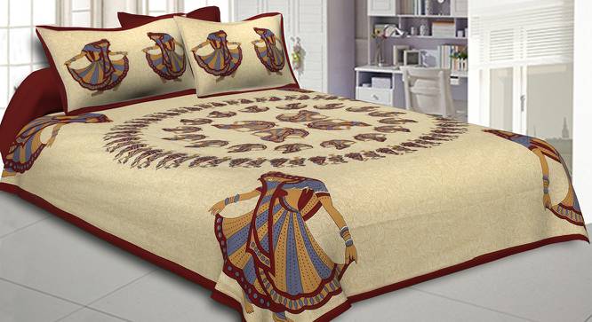 Pablo Maroon Abstract 150 TC Cotton Double Size Bedsheet with 2 Pillow Covers (Maroon, Double Size) by Urban Ladder - Front View Design 1 - 478510