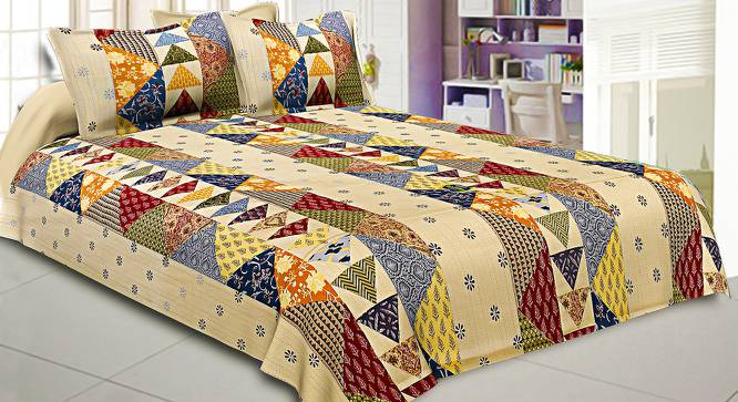 Zakaria Multicolor Abstract 150 TC Cotton Double Size Bedsheet with 2 Pillow Covers (Double Size, Multicolor) by Urban Ladder - Front View Design 1 - 478511