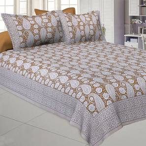 Bed Cover Design Mehdi Grey Abstract 150 TC Cotton Double Size Bedsheet with 2 Pillow Covers (Grey, Double Size)