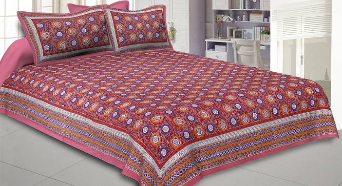 Julien Red Abstract 150 TC Cotton Double Size Bedsheet with 2 Pillow Covers (Red, Double Size) by Urban Ladder - Front View Design 1 - 478540