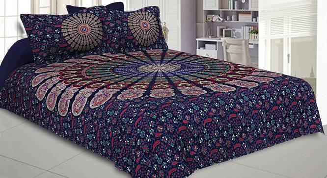 Milo Blue Abstract 150 TC Cotton Double Size Bedsheet with 2 Pillow Covers (Blue, Double Size) by Urban Ladder - Front View Design 1 - 478630