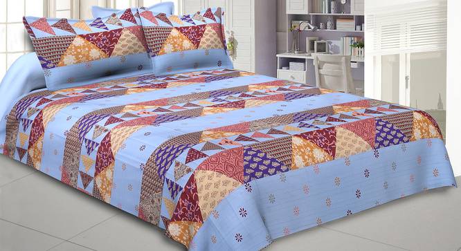 Zakaria Blue Abstract 150 TC Cotton Double Size Bedsheet with 2 Pillow Covers (Blue, Double Size) by Urban Ladder - Front View Design 1 - 478665