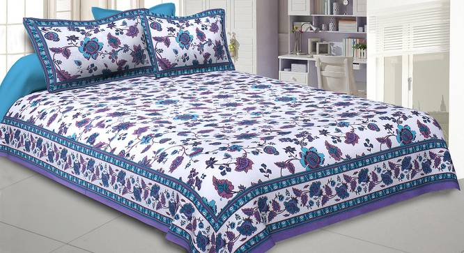 Charles Blue Abstract 150 TC Cotton Double Size Bedsheet with 2 Pillow Covers (Blue, Double Size) by Urban Ladder - Front View Design 1 - 478697