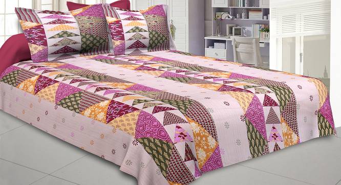 Zakaria Olive Abstract 150 TC Cotton Double Size Bedsheet with 2 Pillow Covers (Olive, Double Size) by Urban Ladder - Front View Design 1 - 478729