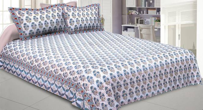 Timothe Blue Abstract 150 TC Cotton Double Size Bedsheet with 2 Pillow Covers (Blue, Double Size) by Urban Ladder - Front View Design 1 - 478751