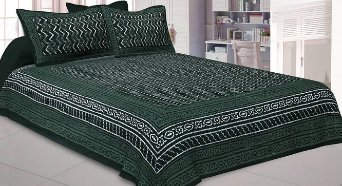 Nolhan Green Abstract 150 TC Cotton Double Size Bedsheet with 2 Pillow Covers (Green, Double Size) by Urban Ladder - Front View Design 1 - 478753