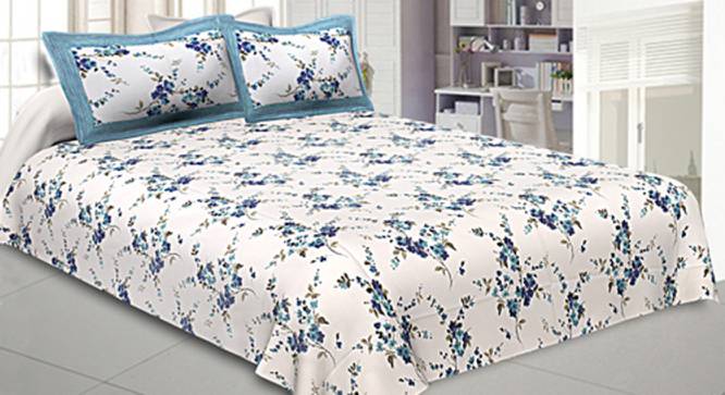 Milan Blue Abstract 150 TC Cotton Double Size Bedsheet with 2 Pillow Covers (Blue, Double Size) by Urban Ladder - Front View Design 1 - 478754