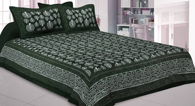 Alban Green Abstract 150 TC Cotton Double Size Bedsheet with 2 Pillow Covers (Green, Double Size) by Urban Ladder - Front View Design 1 - 478824