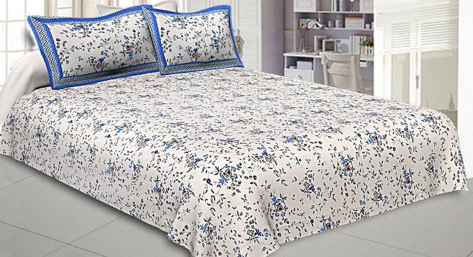 Elouan Blue Abstract 150 TC Cotton Double Size Bedsheet with 2 Pillow Covers (Blue, Double Size) by Urban Ladder - Front View Design 1 - 478827