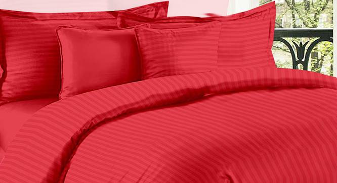 Adem Red Absract 210 TC Cotton Double Size Bedsheet with 2 Pillow Covers (Red, Double Size) by Urban Ladder - Front View Design 1 - 478865