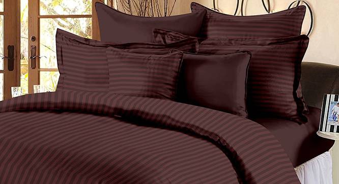 Adem Dark Brown Absract 210 TC Cotton Double Size Bedsheet with 2 Pillow Covers (Dark Brown, Double Size) by Urban Ladder - Front View Design 1 - 478866