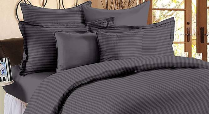 Adem Dark Grey Absract 210 TC Cotton Double Size Bedsheet with 2 Pillow Covers (Dark Grey, Double Size) by Urban Ladder - Front View Design 1 - 478867