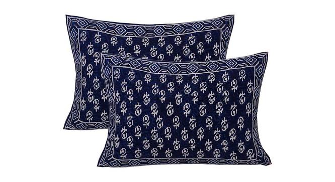 Younes Navy Blue Abstract 150 TC Cotton Double Size Bedsheet with 2 Pillow Covers (Navy Blue, Double Size) by Urban Ladder - Cross View Design 1 - 478962